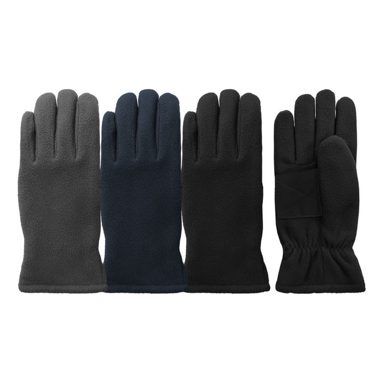Men's microfleece glove, 3M Thinsulate insulation, grip palm patch. Sizes: M, L, XL.  Assorted colors. Men's microfleece glove, 3M Thinsulate insulation, grip palm patch. Sizes: M, L, XL.  Assorted colors.