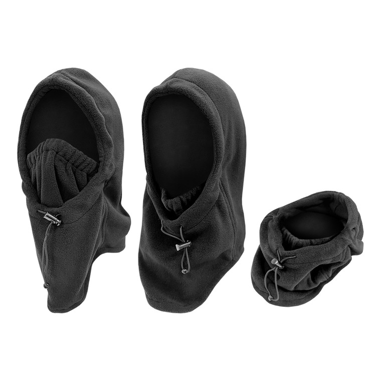 Microfleece 3-in-1 Balaclava, Neck Gaiter, Hood.  Black Microfleece 3-in-1 Balaclava, Neck Gaiter, Hood.  Black