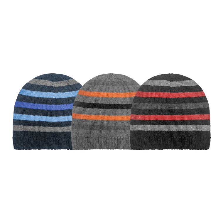 Boy's knit stripe beanies, microfleece lining Boy's knit stripe beanies, microfleece lining