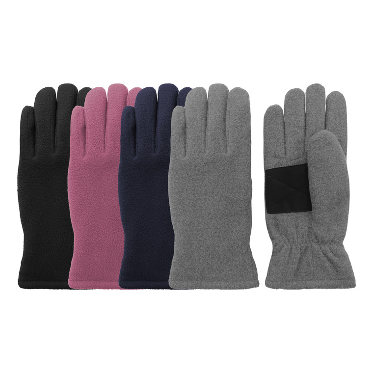 Women's Microfleece Glove with 3M Thinsulate insulation and pu microsuede palm patch.  Sizes M & L. Women's Microfleece Glove with 3M Thinsulate insulation and pu microsuede palm patch.  Sizes M & L.