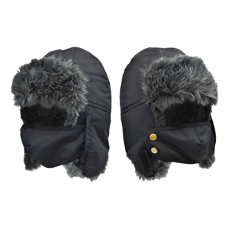 Men's Trapper Helmet with faux fur trim, microfleece crown lining and stow away mask.  Mask can be folded up and placed in pocket. Men's Trapper Helmet with faux fur trim, microfleece crown lining and stow away mask.  Mask can be folded up and placed in pocket.