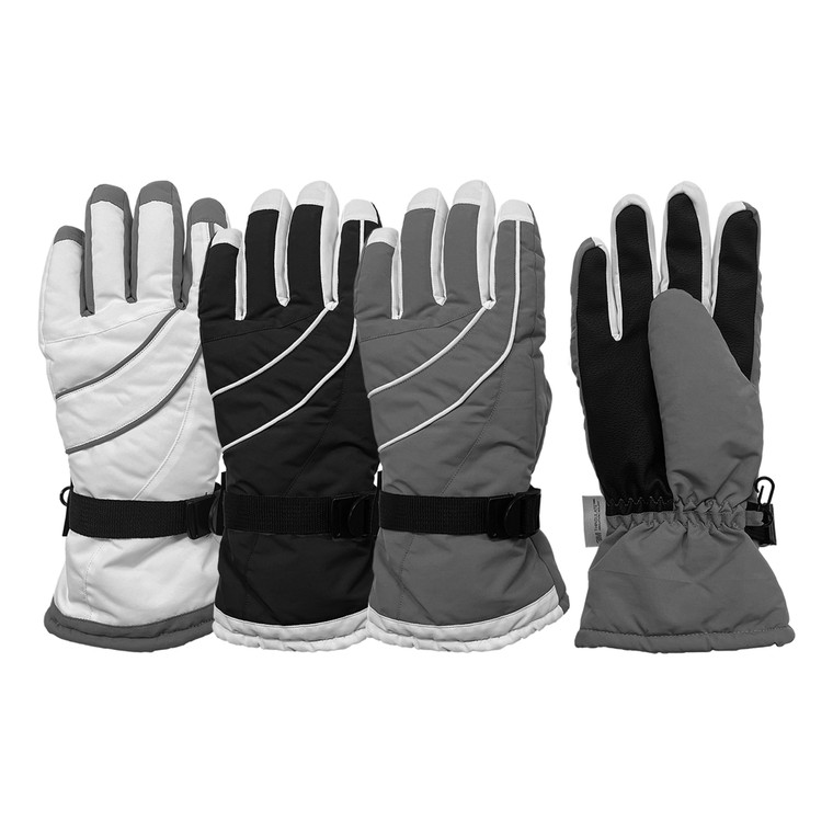 Women's Tusser Ski Glove, 3M Thinsulate insulation, waterproof, grip palm patch, & quick release wrist strap. Sizes: M & L. Assorted colors. Women's Tusser Ski Glove, 3M Thinsulate insulation, waterproof, grip palm patch, & quick release wrist strap. Sizes: M & L. Assorted colors.