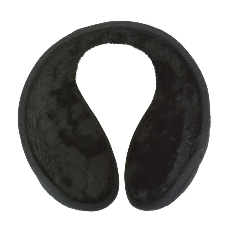 Men's Quilted Wrap Earmuffs, wraps around back instead of over head. Black only. Plush faux fur lining. Men's Quilted Wrap Earmuffs, wraps around back instead of over head. Black only. Plush faux fur lining.