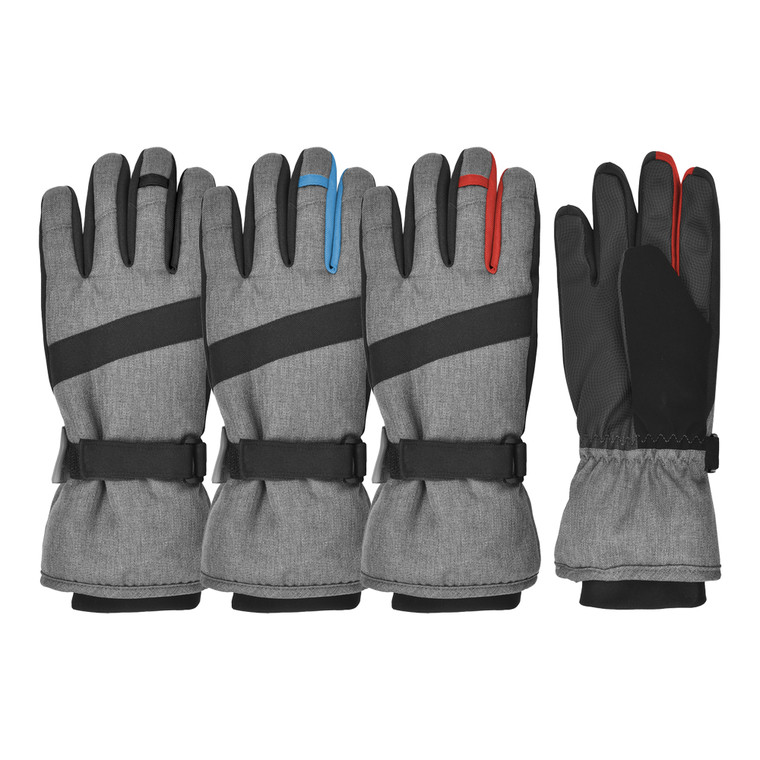Boy's Heathered Ski Glove, 3M Thinsulate ™ Insulation, waterproof, wrist strap, stretch inset cuff, full palm patch, and nose wipe. Size 4-7. Assorted colors. Boy's Heathered Ski Glove, 3M Thinsulate ™ Insulation, waterproof, wrist strap, stretch inset cuff, full palm patch, and nose wipe. Size 4-7. Assorted colors.