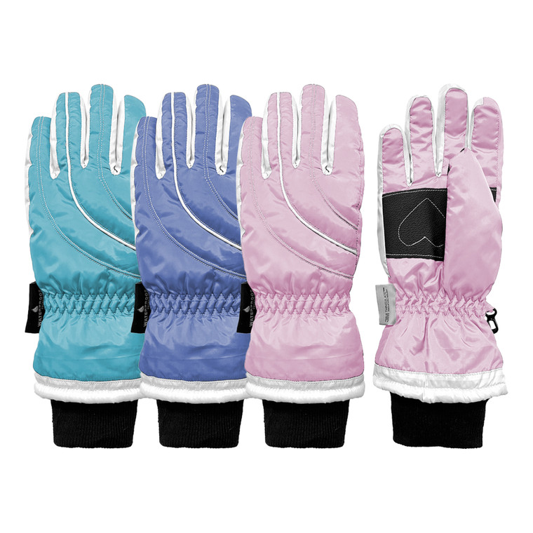 Girl's Ski Glove, 3M Thinsulate™ insulation, waterproof, grip palm patch, knit cuff, assorted colors Girl's Ski Glove, 3M Thinsulate™ insulation, waterproof, grip palm patch, knit cuff, assorted colors