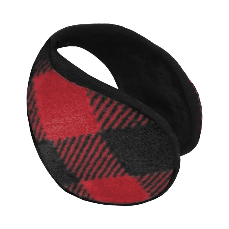 Buffalo Plaid wrap around back earmuff.  Full plush lining. One Size Fits Most. Red & Black. Buffalo Plaid wrap around back earmuff.  Full plush lining. One Size Fits Most. Red & Black.