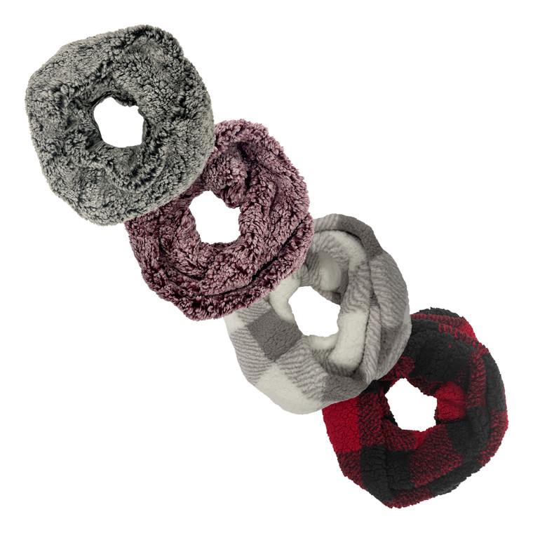 Women's sherpa fleece eternity scarf. One Size Fits Most. Assorted colors. Women's sherpa fleece eternity scarf. One Size Fits Most. Assorted colors.
