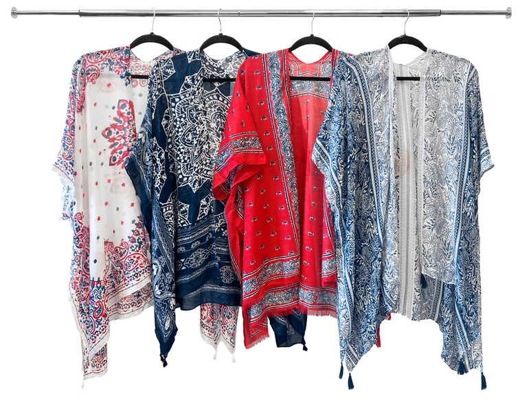 Ladies Wholesale Americana Ruana.  This lightweight ruana from Bella by Becker Brands is perfect as a poolside cover-up or as an extra layer on chilly evenings.