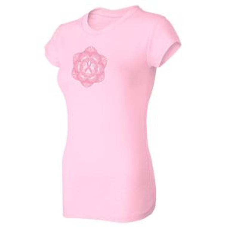 Women's Spirograph Pink Ribbon T-shirt, 100% Cotton, Sizes S- XL