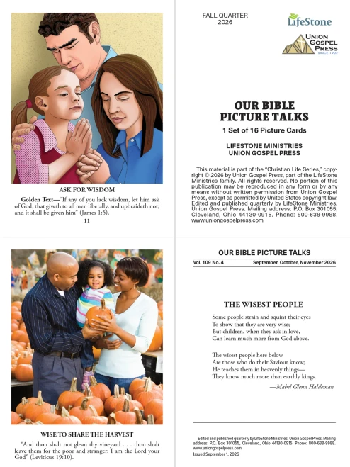 Union Gospel Press Our Bible Picture Talks for Beginner & Primary