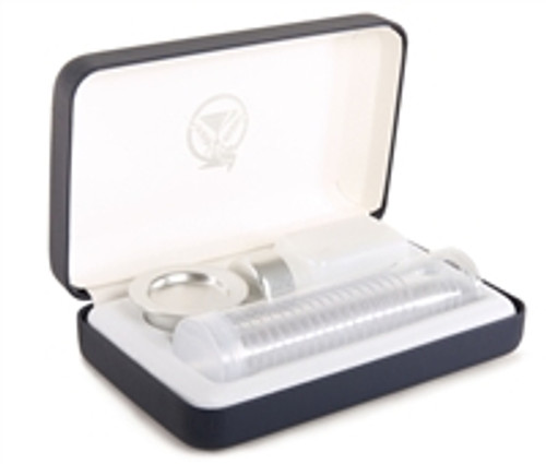 Portable Communion Set. Disposable Cup Set with White Lining & Blue Case by Artistic. RW18