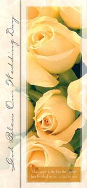 Pkg./100 Tea Length Yellow Rose Wedding Bulletins.  Save 50%.