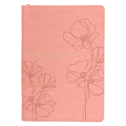 Journal-Classic w/Zip-His Mercy Never Fails-Pink by Christian Art Gift