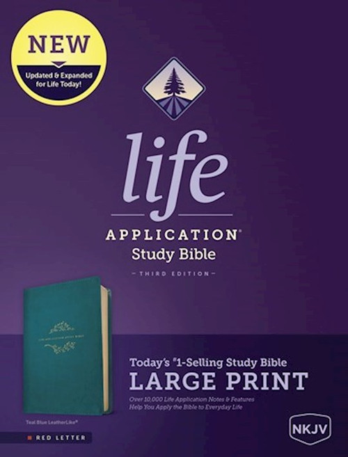 NKJV Life Application Study Bible/Large Print (Third Edition)-Teal Blue LeatherLike by Tyndale House