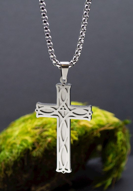 Necklace-Eden Merry-Cross-Silver Inlay by Eden Merry
