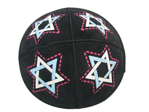 Kippah-Stars Of David-Leather (#33154) by Holy Land Gifts