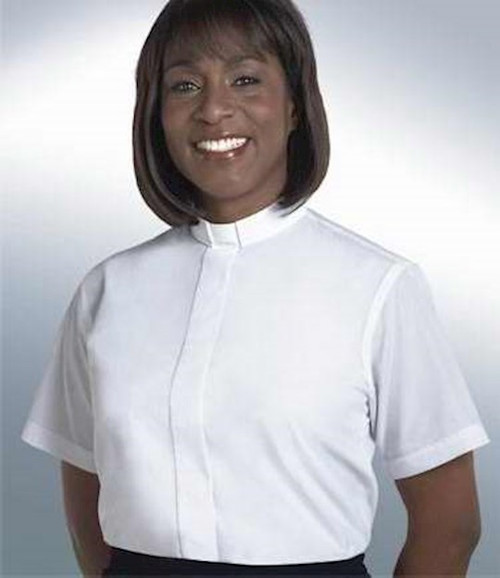 Clergy Shirt-Women-Short Sleeve Tab Collar-Size 16-White by Short Sleeve