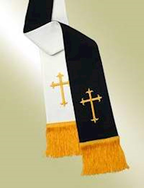 Stole-Reversible-Pulpit-Pavillion-Black/White/Cross by Murphy Robe