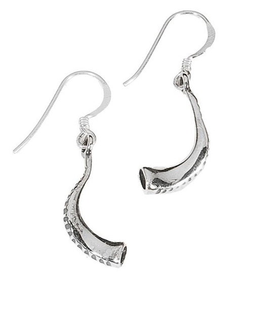 Earring-Shofar (Sterling Silver) (#9603) by Holy Land Gifts