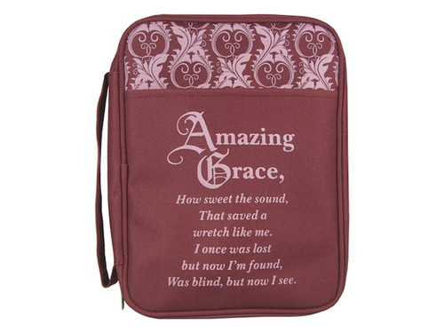 Bible Cover-Canvas-Amazing Grace-Burgundy-LRG by Swanson