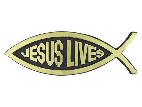 Auto Decal-3D Jesus Lives/Large Fish (Gold) (Pack of 6) by Gold