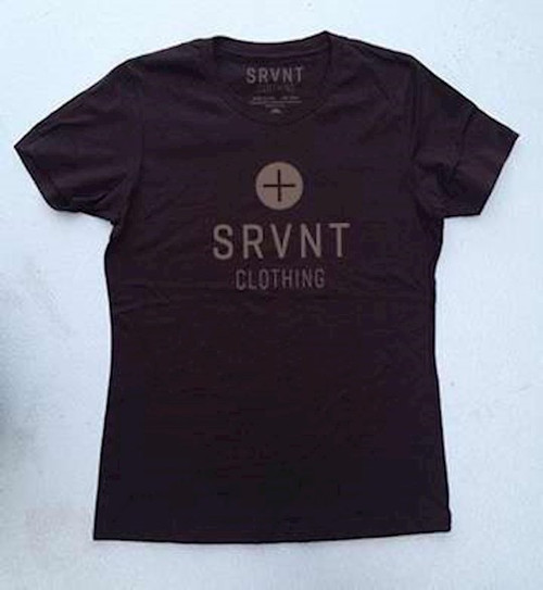 Tee Shirt-Srvnt Plus Womens Boyfriend Tee-Large-Dk Chocolate W/Grey by Srvnt Clothing