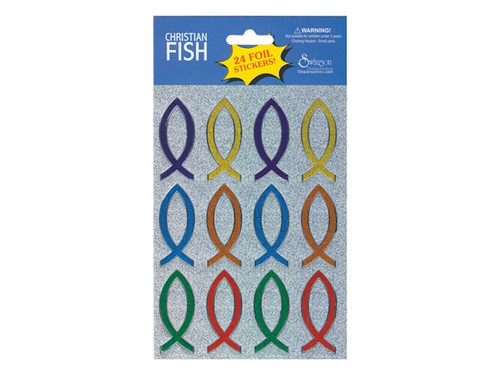 Sticker-Christian Fish (Foil)-24 Count (Pack of 10) by Swanson