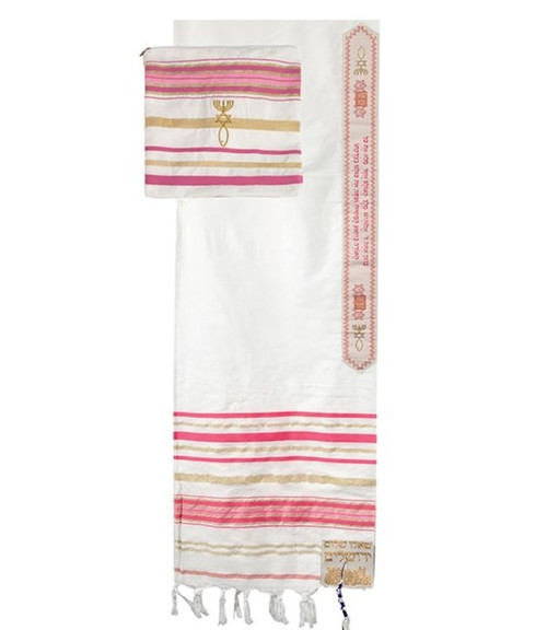 Prayer Shawl-Pink  Acrylic w/Bag (72" x 22") (#2219) by Holy Land Gifts