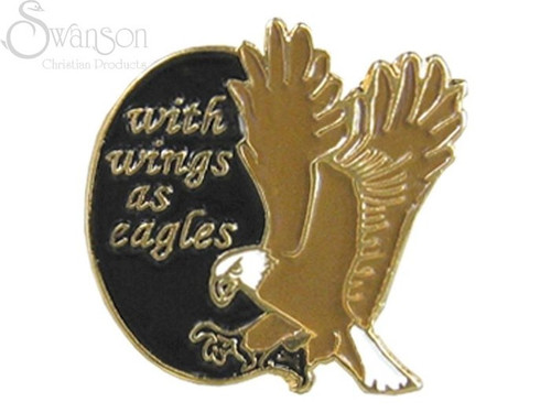 Lapel Pin-With Wings As Eagles (Black/Gold) (Pack of 6) by Swanson