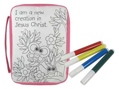 Bible Cover-Kids-New Creation W/Markers-Color & Wash-MED-Pink by Swanson