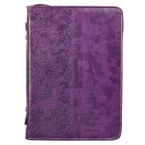 Bible Cover-Trendy Luxleather-Faith-XLG-Purple by Christian Art Gift