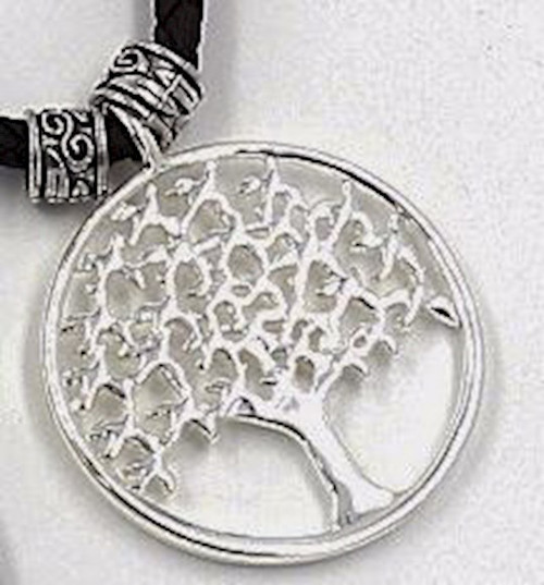 Pendant-Tree Of Life (Braided)-Leather Cord (#9605) by Holy Land Gifts