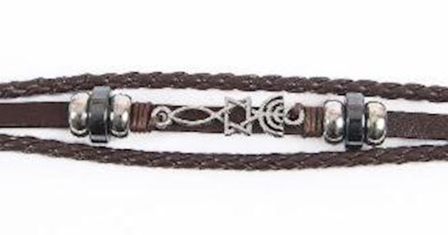 Bracelet-Roots Symbol-Leather Cord (#9813) by Holy Land Gifts