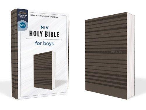 NIV Holy Bible For Boys/Soft Touch Edition (Comfort Print)-Gray Leathersoft by ZonderKidz