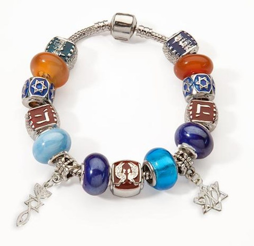 Bracelet-Bible Symbols & Beads w/Roots Symbols And Yeshua (#9811) by Holy Land Gifts