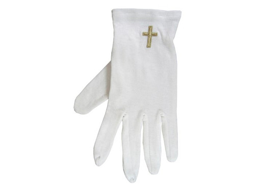 Gloves-Gold Cross Cotton-XLG by For Ushers