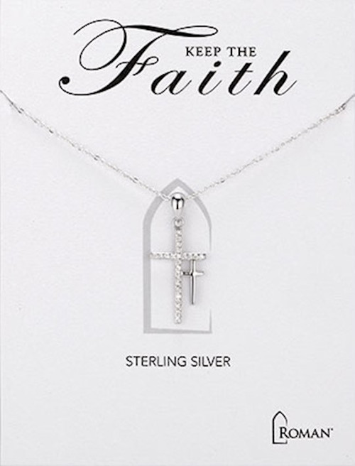 Necklace-Double Cross (18") (Carded) by Roman Inc