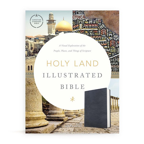 CSB Holy Land Illustrated Bible-Black Premium Genuine Leather by CSB Bibles By Holm