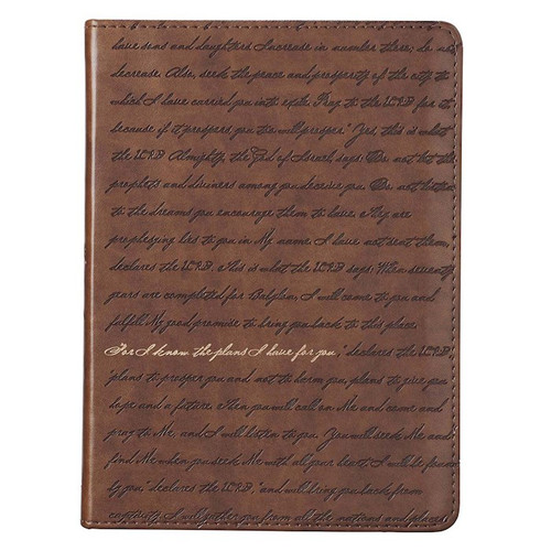 Journal-Handy Sized-For I Know The Plans-Brown LuxLeather by Christian Art Gift