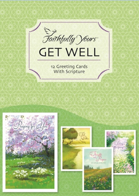Card-Boxed-Get Well-Botanical (Box Of 12) by KJV Scripture