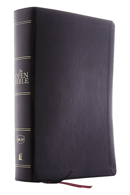 NKJV Open Bible (Comfort Print)-Black Leathersoft Indexed by Nelson Bibles