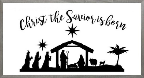 Framed Art-O Come Let Us Adore Him/Nativity Scene (8 X 16) (Farmhouse Art) by Beechdale Frames