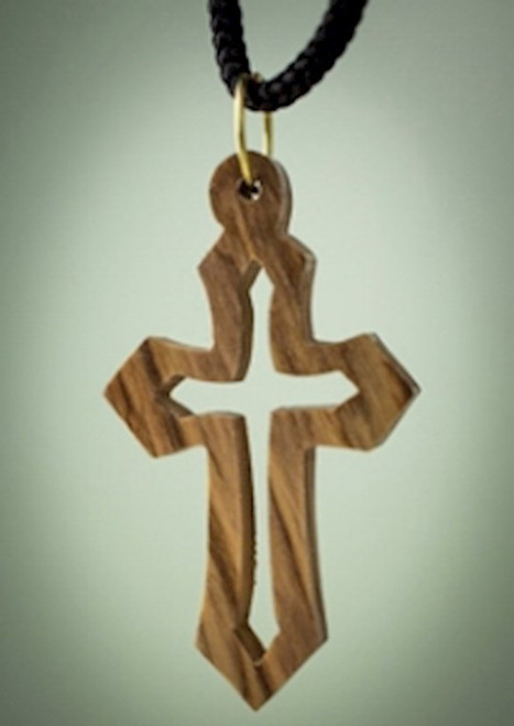 Pendant-Olive Wood Cutout Cross (2") by Earthwood