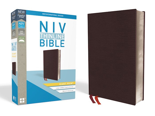 NIV Thinline Bible/Giant Print (Comfort Print)-Burgundy Bonded Leather Indexed by Zondervan