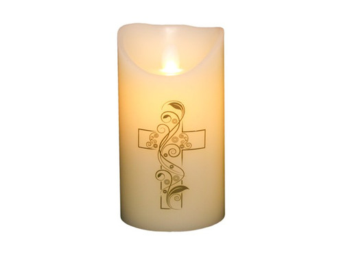 Candle-Marvelous Lights Flameless-Ivory Cross w/Timer (6") by Swanson