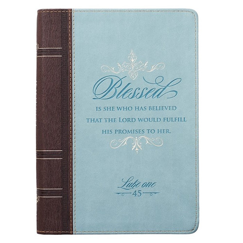 Journal-Blessed-LuxLeather-Blue w/Zipper by Christian Art Gift