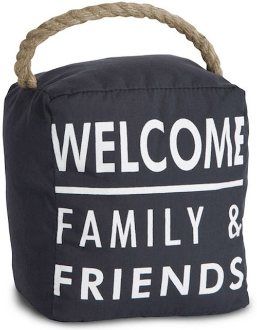 Door Stopper-Welcome Family & Friends-Dark Gray (5 x 6) by Open Door Decor