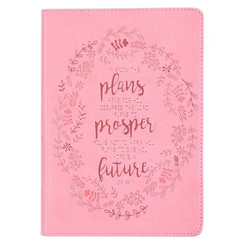 Journal-Slimline LuxLeather-I Know The Plans-Pink by Christian Art Gift