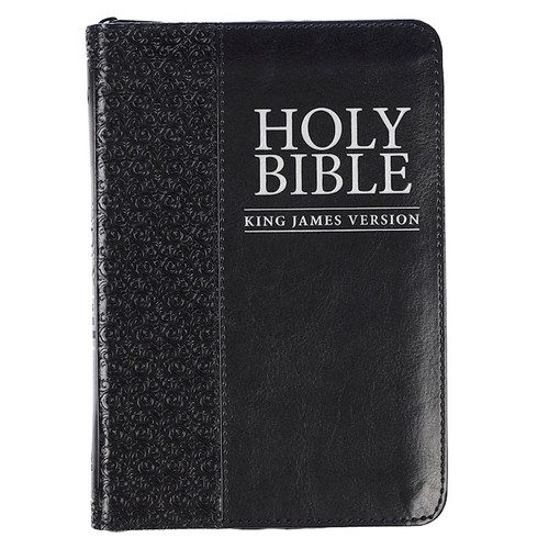 KJV Compact Bible-Black Faux Leather w/Zipper by Christian Art Gift