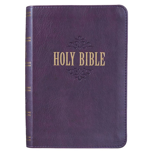 KJV Large Print Compact Bible-Purple Faux Leather by Christian Art Gift